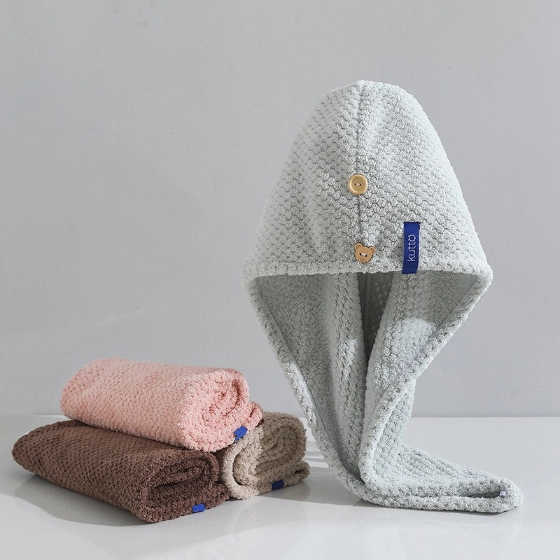 Coral Velvet Bamboo Charcoal Antibacterial Double-layer Hair Drying Towel Cap for Women | Hair Care Accessories