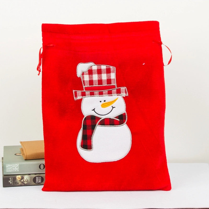 Christmas Velvet Gift Bags with Santa Claus, Snowman, and Christmas Tree | Holiday Party Supplies