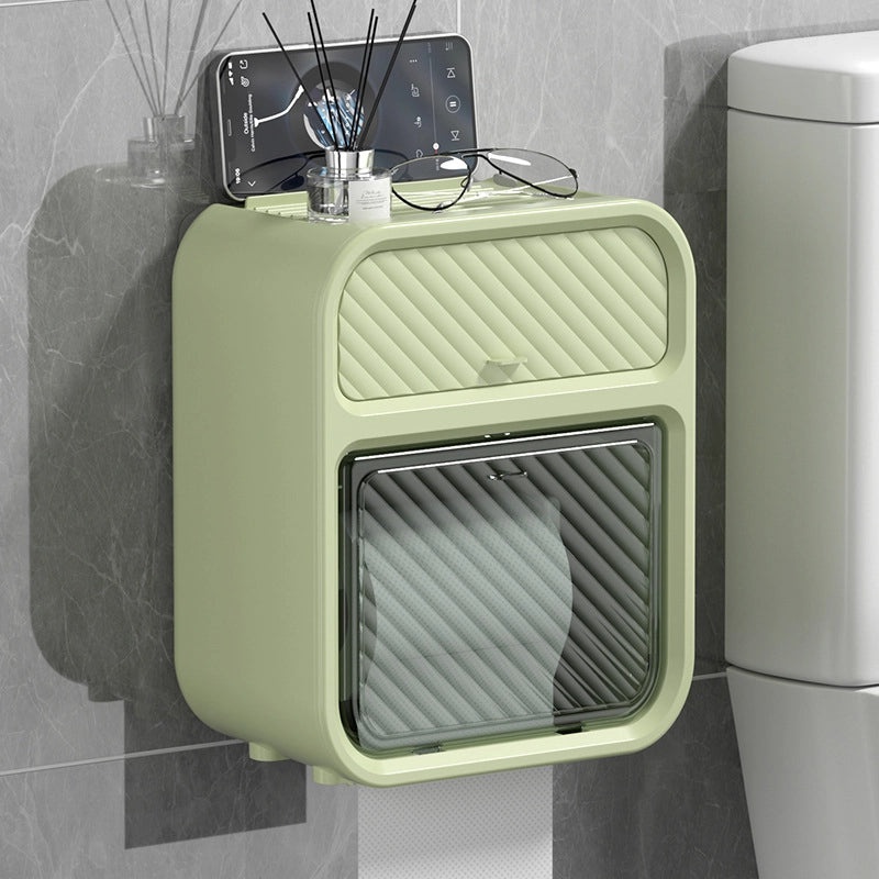 Multifunctional Wall-Mounted Tissue Holder for Bathroom, Punch-Free Toilet Paper Storage Box | Home & Living Accessories