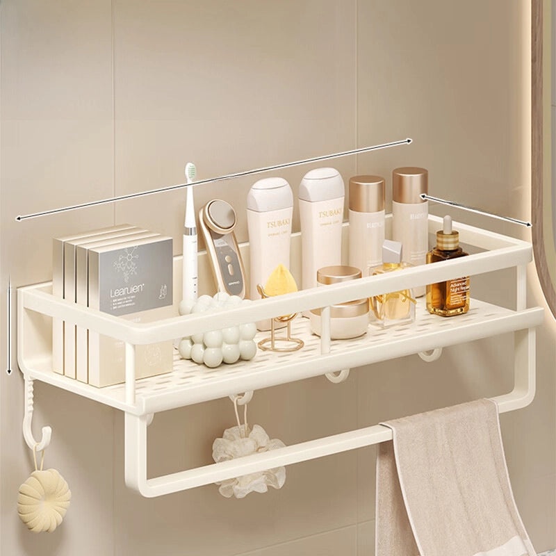 Cream Style Punch-Free Toilet Storage Rack White Wall-Mounted Bathroom Shelf|Bathroom Storage Organizers