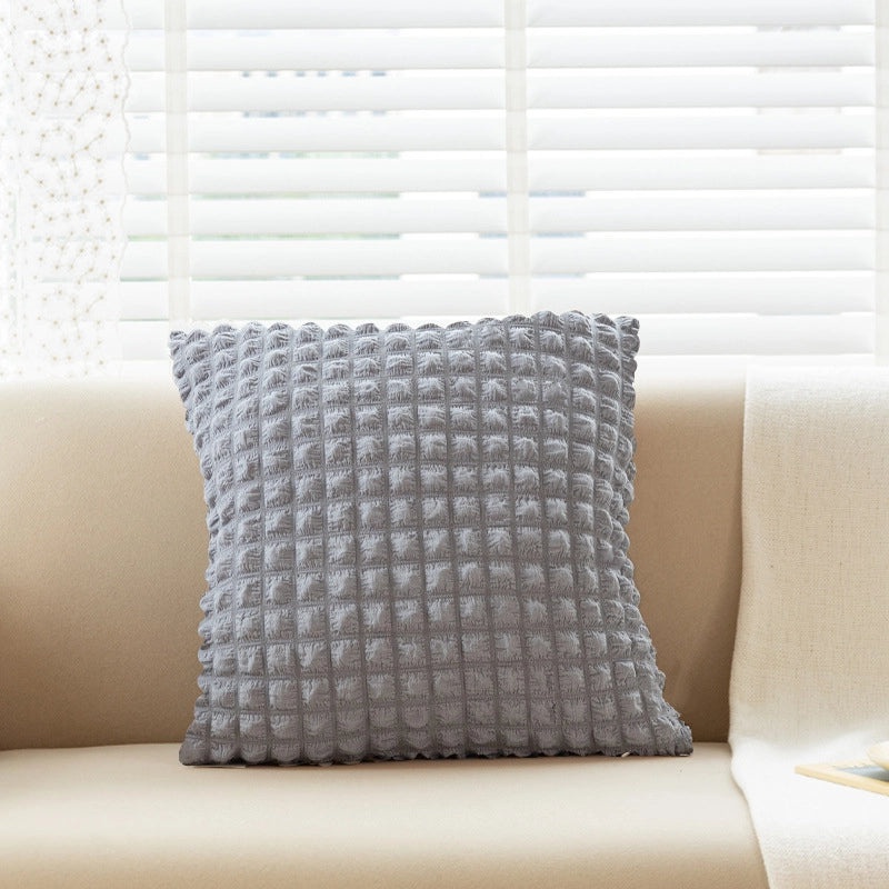 Cream Style Solid Color Elastic Puff Plaid Pillow Case for Sofa Bedside Cushion|Home Decor Pillows & Cushions