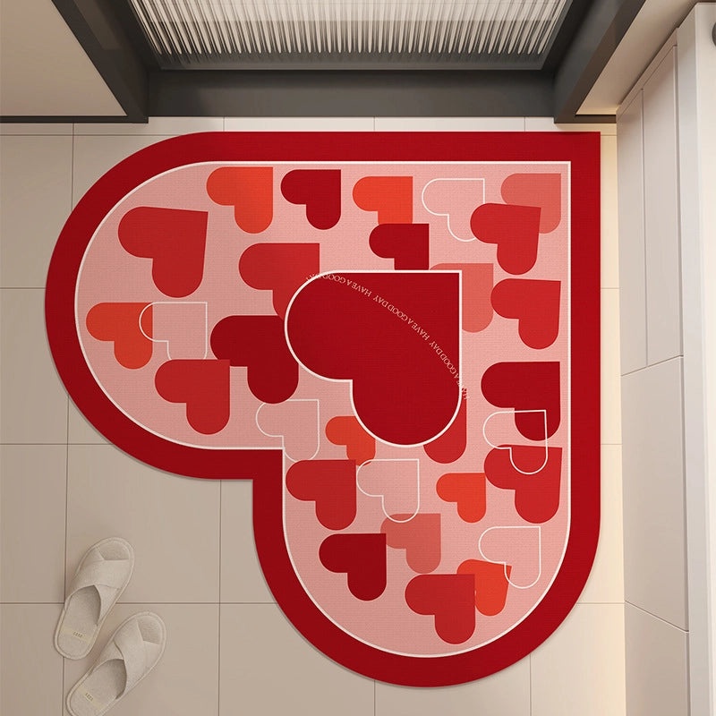 Elegant Heart-Shaped Diatomaceous Earth Bath Floor Mat Non-Slip Quick-Dry Absorbent Mat|Home & Living Bath Accessories