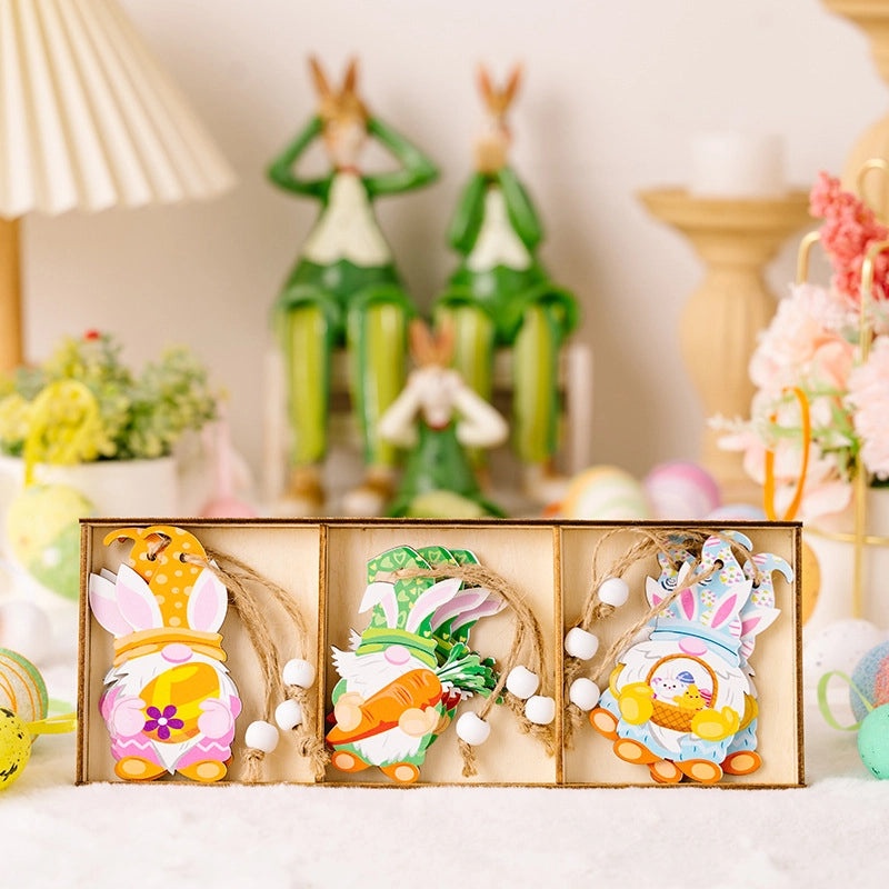 Easter Bunny and Carrot Wooden Hanging Ornament, Cute Festival Table Decoration|Home Decor