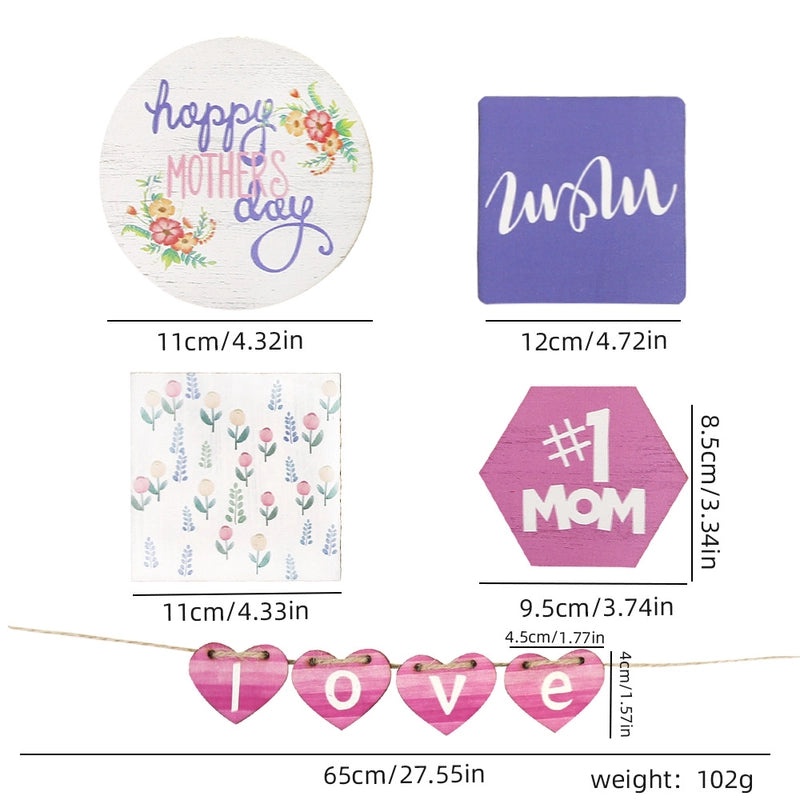 Mother's Day Heart Letter Wooden Family Gathering Festival Ornaments Party Decorations 1 Set|Home Decor & Party Supplies