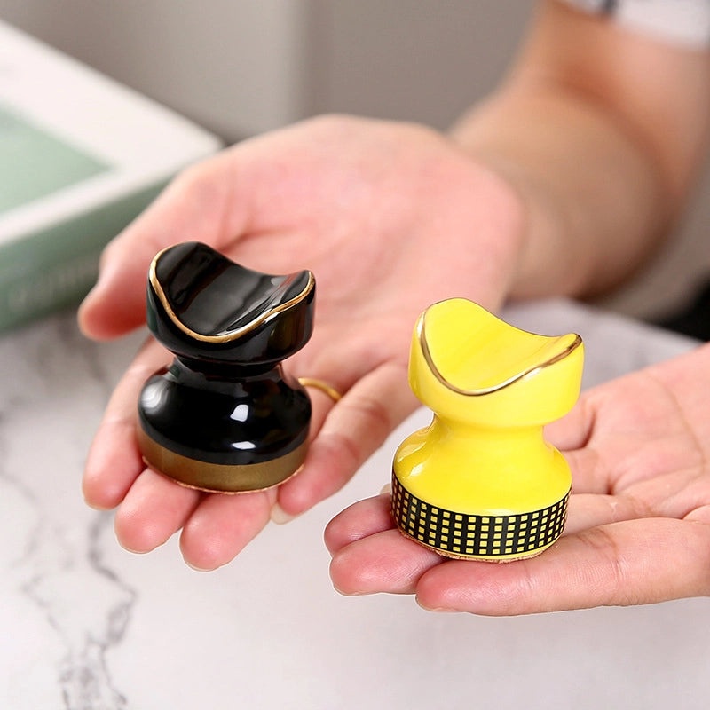 Portable Ceramic Cigar Ashtray Gold Dual-Color Mini Holder European Style | Home & Living Accessories