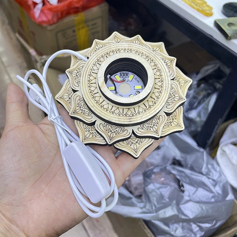 LED Crystal Ball with Wooden Stump Base USB Night Light for Desktop Decoration|Home Decor & Lighting