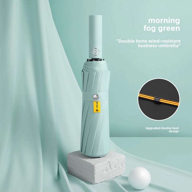 24-bone Large Automatic Three-Fold Umbrella with Black Coating UV Sun Protection Custom Folding Advertising Umbrella|Outdoor Accessories