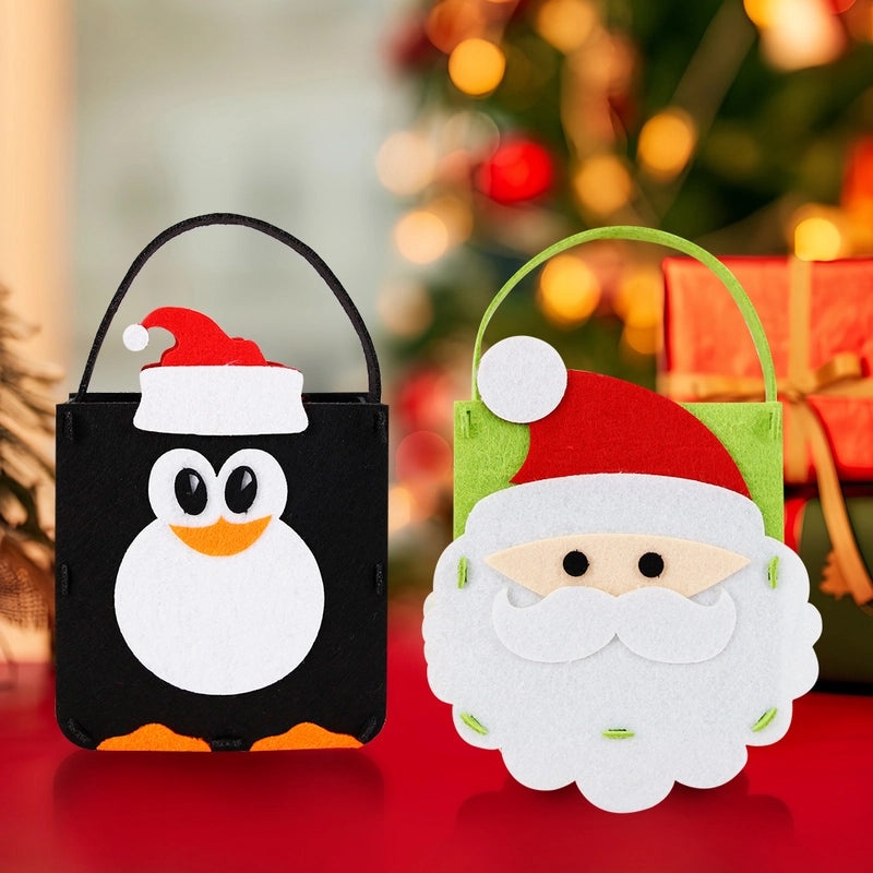 Christmas Penguin Santa Claus Felt Gift Bags for Christmas Tree Party Festival Wrapping Supplies|Holiday Gift Wrapping Supplies