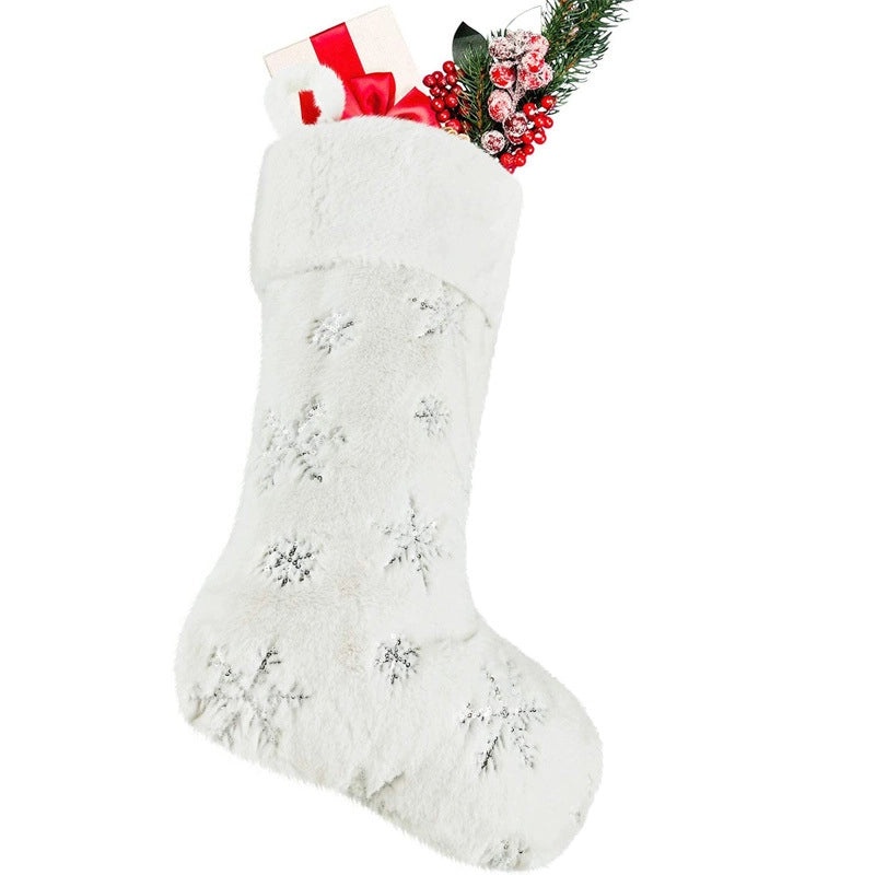 2023 Christmas Plush Snowflake Beaded Embroidered Socks Gift Bags|Christmas Decorations