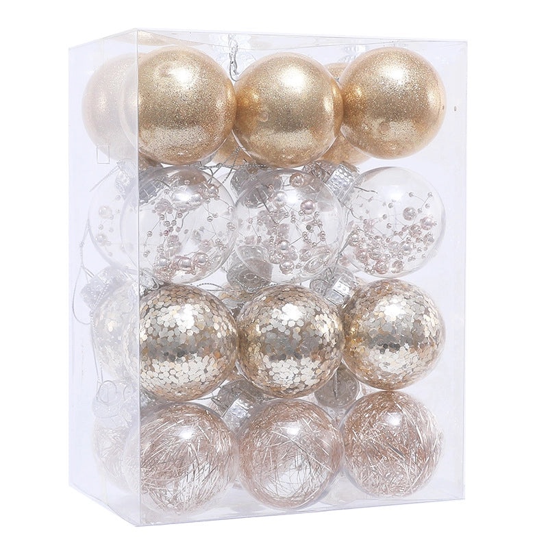 Set of 24 Transparent Plastic Christmas Balls 6cm & 8cm | Christmas Tree Decorations | Holiday Ornaments | Xmas Pendants | Festive Decor | Christ