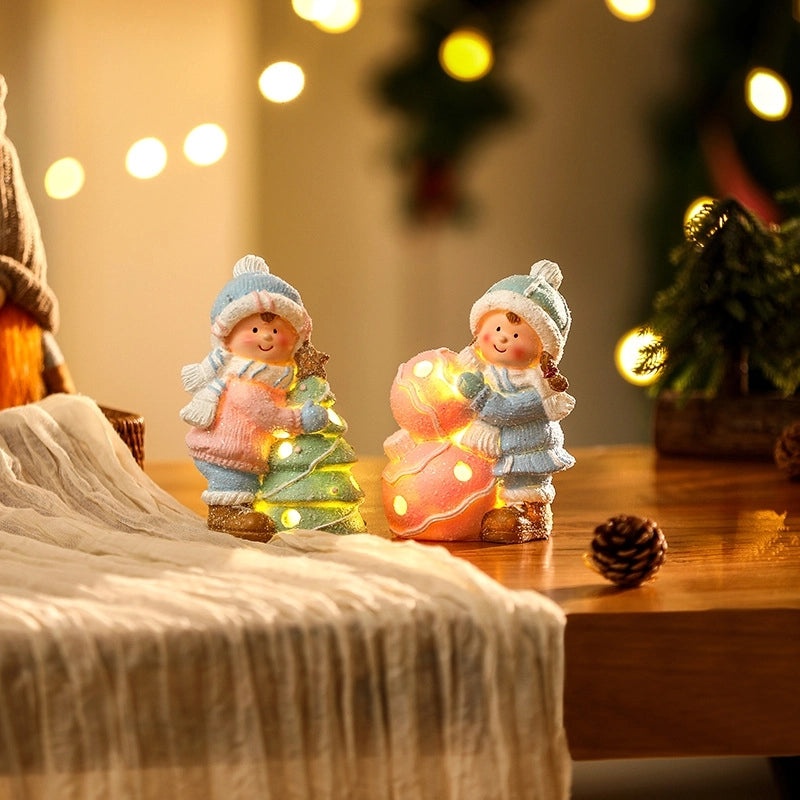 Festive Ceramic Night Lights with Christmas Cartoon Pastoral Color Block Design|Home Decor & Lighting