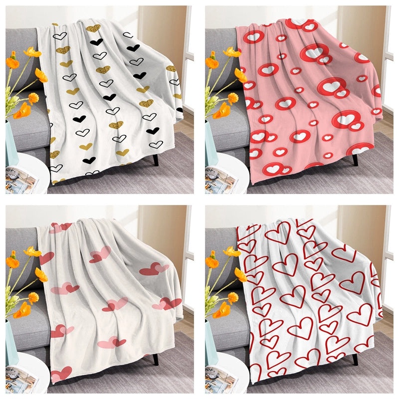 Valentine's Day Elegant Geometric Flannel Blanket Bedding with Chinoiserie Design | Home & Living Bedding