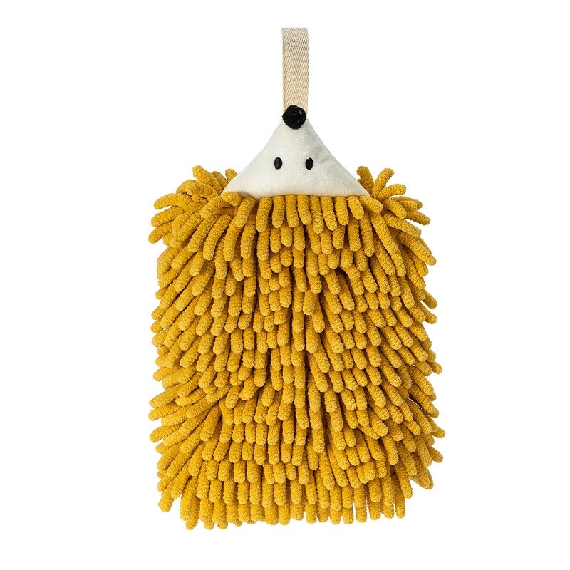 Cartoon Hedgehog Chenille Children's Hand Towel Thick Absorbent Hanging Towel for Home Use|Home & Living