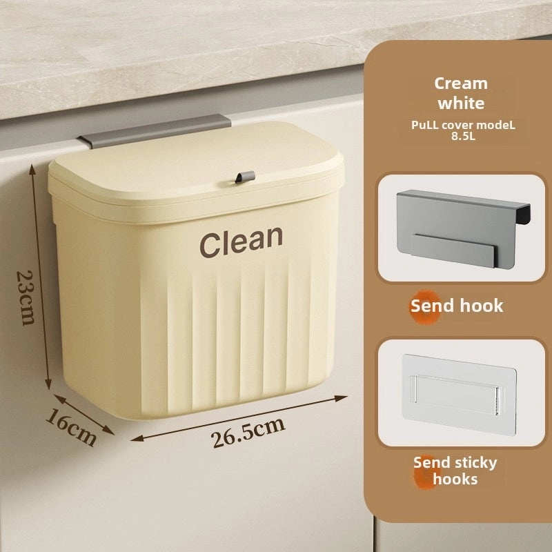 Plastic Wall-Mounted Trash Bin with Pressure Ring for Kitchen and Bathroom Storage|Home & Kitchen Storage