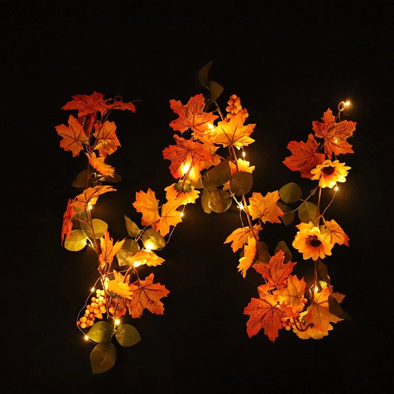 Autumn Rattan Sunflower and Maple Leaf Vine Artificial Plant for Thanksgiving and Christmas Home Decor|Seasonal Home Decorations