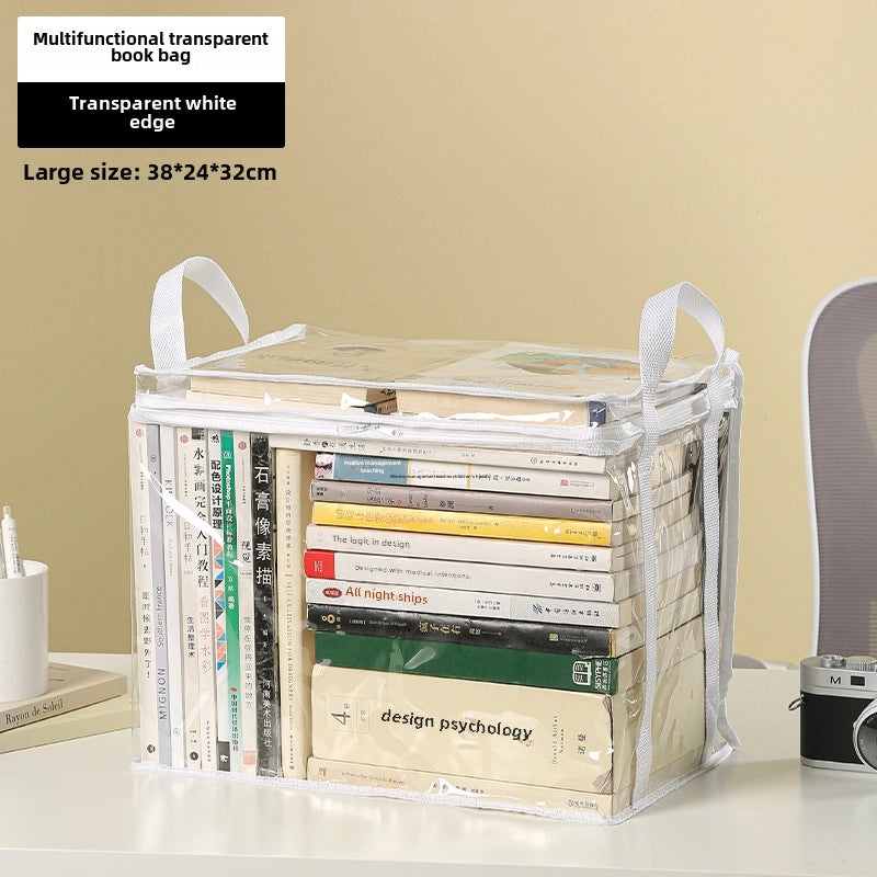 Transparent Foldable Book Storage Box for Student Dormitory Classroom | Home Storage & Organization
