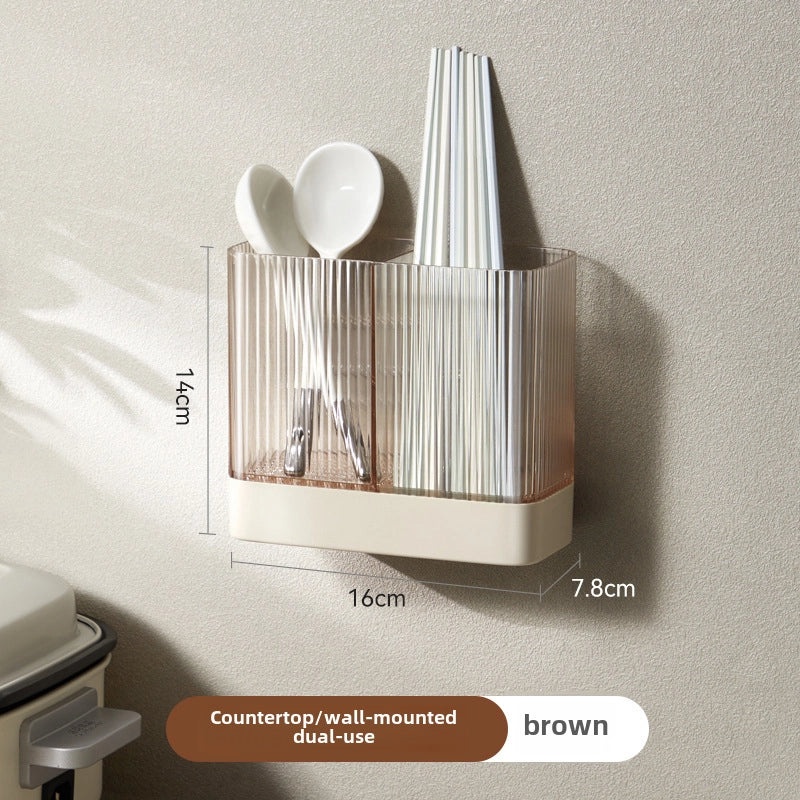 Wo Dou Kitchen Wall Mount Rack Set with Knife Holder, Chopsticks Cage, Pot Cover Storage Box | Kitchen Storage & Organization