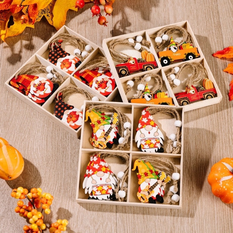 Nordic Style Cute Santa Claus Wooden Hanging Ornaments for Christmas Thanksgiving Home Party|Holiday Decorations