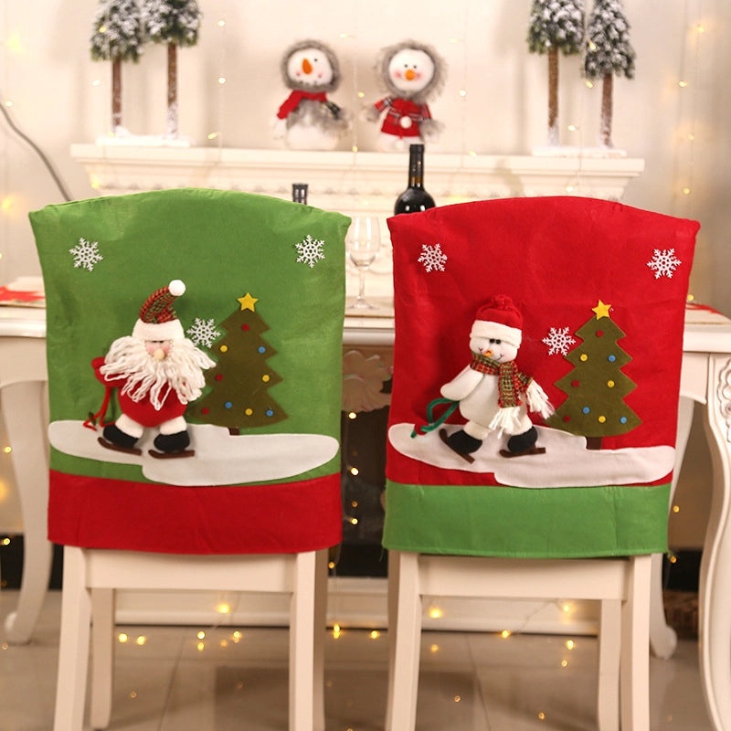 Christmas Chair Set Santa Claus Ski Design Christmas Table Decoration Party Outfit|Holiday Decorations