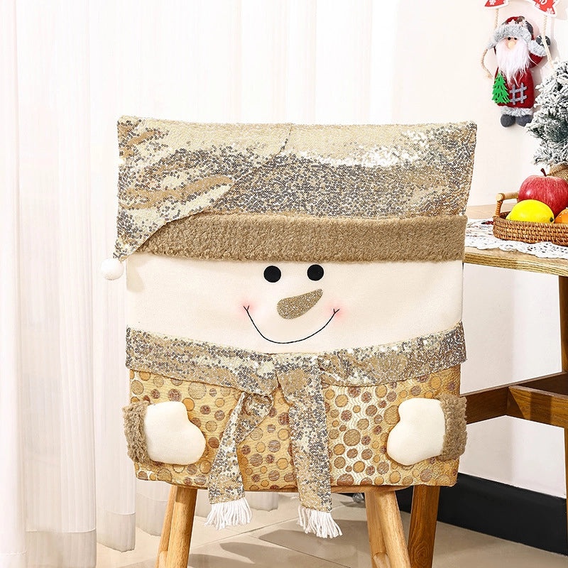 Christmas Santa Claus and Snowman Chair Cover for Home Holiday Decor|Home & Living Accessories