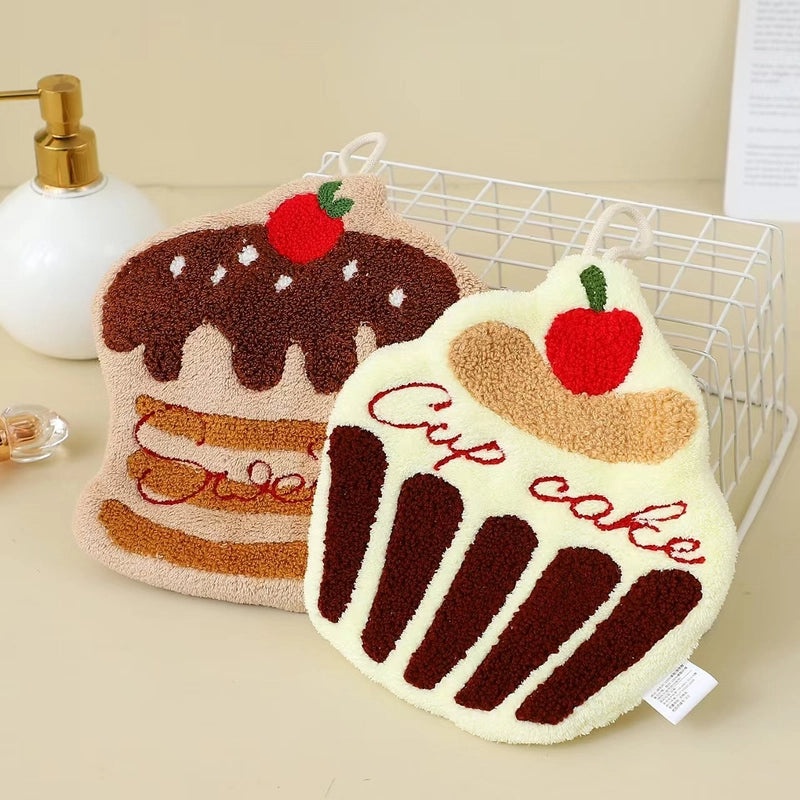 Cute Cake Pattern Coral Fleece Soft Towels|Home & Living>Bath>Bath Towels