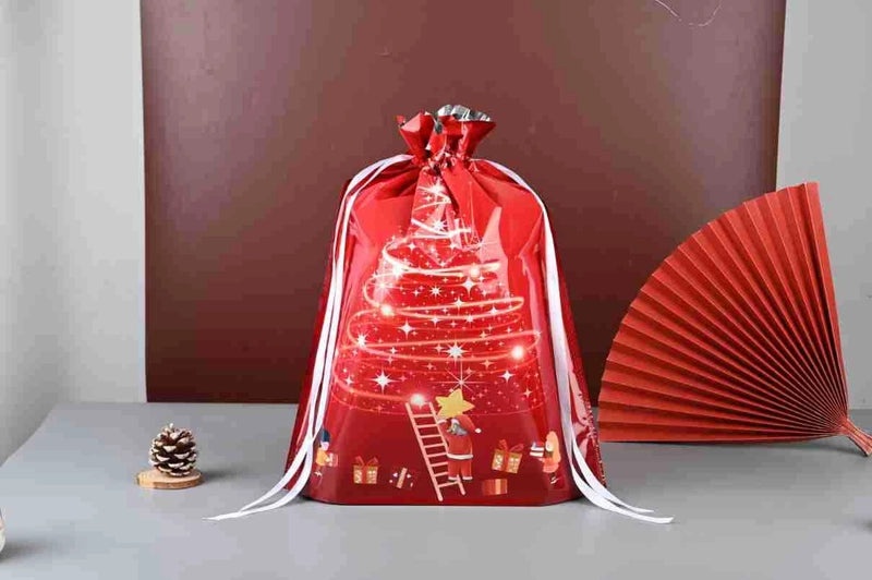 Santa Claus Drawstring Gift Bag for Christmas and Halloween Candy Packaging|Holiday Party Supplies