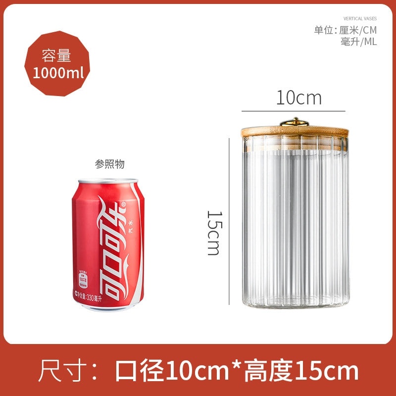 Elegant Striped Glass Storage Tank for Casual Chinoiserie Style|Home Storage & Organization