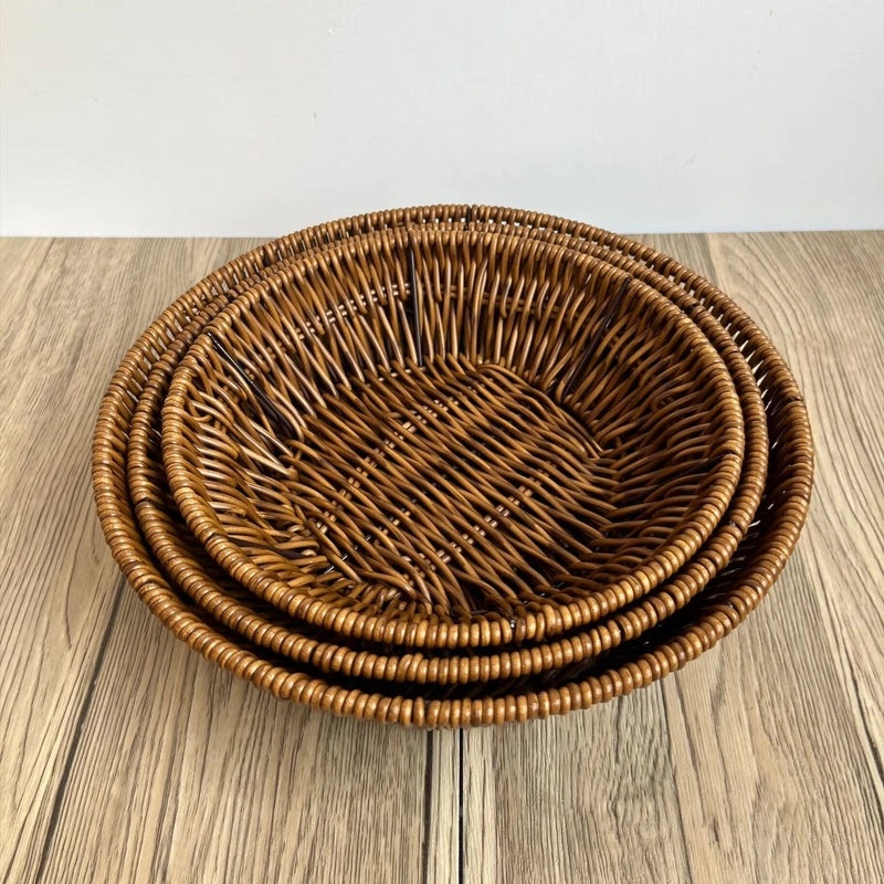 Minimalist Solid Color Woven Style Storage Basket Set of 2 | Home Storage & Organization