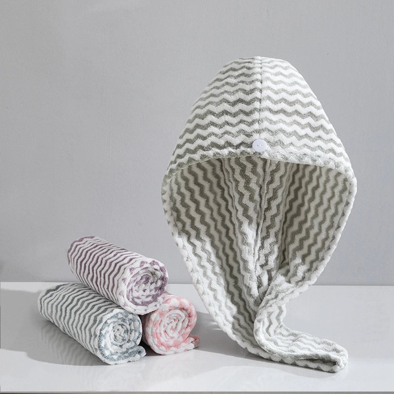 Coral Velvet Bamboo Charcoal Antibacterial Double-layer Hair Drying Towel Cap for Women | Hair Care Accessories