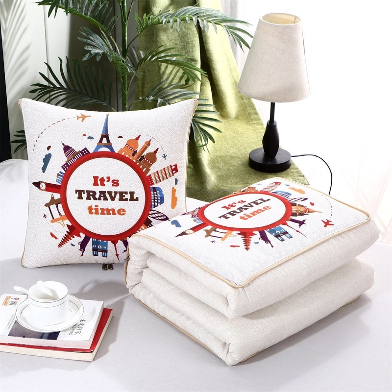 Custom Logo Pillow Quilt Dual-use Car Cushion & Sleeping Blanket Four-season Thin Blanket Gift Printing|汽车配件