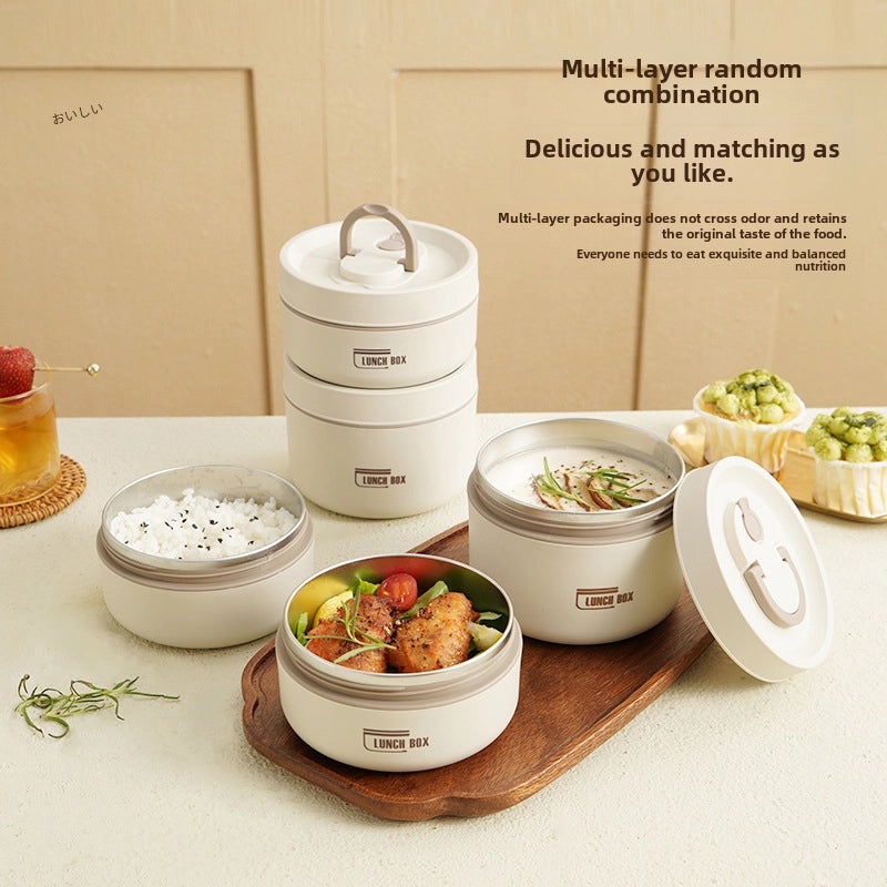 304 Stainless Steel Lunch Box with Soup Bowl | Portable Multi-Layer Insulated Lunch Box for Students | High Color Value|Kitchen & Dining