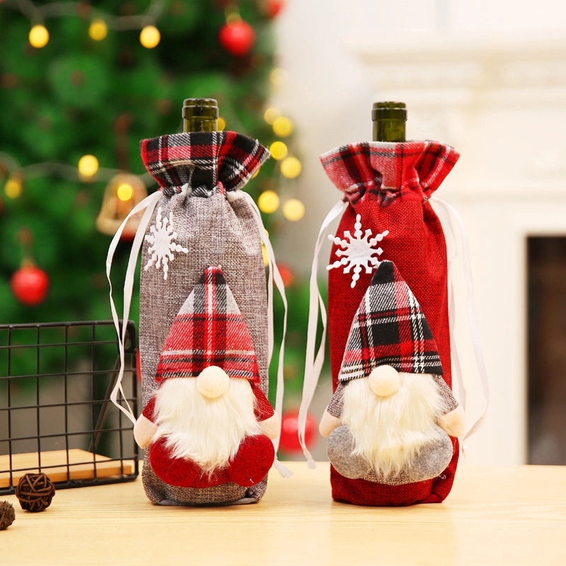 Christmas Forest Doll Wine Bottle Cover Gift Bag Set for Bar Restaurant Decoration|Home Decor & Party Supplies