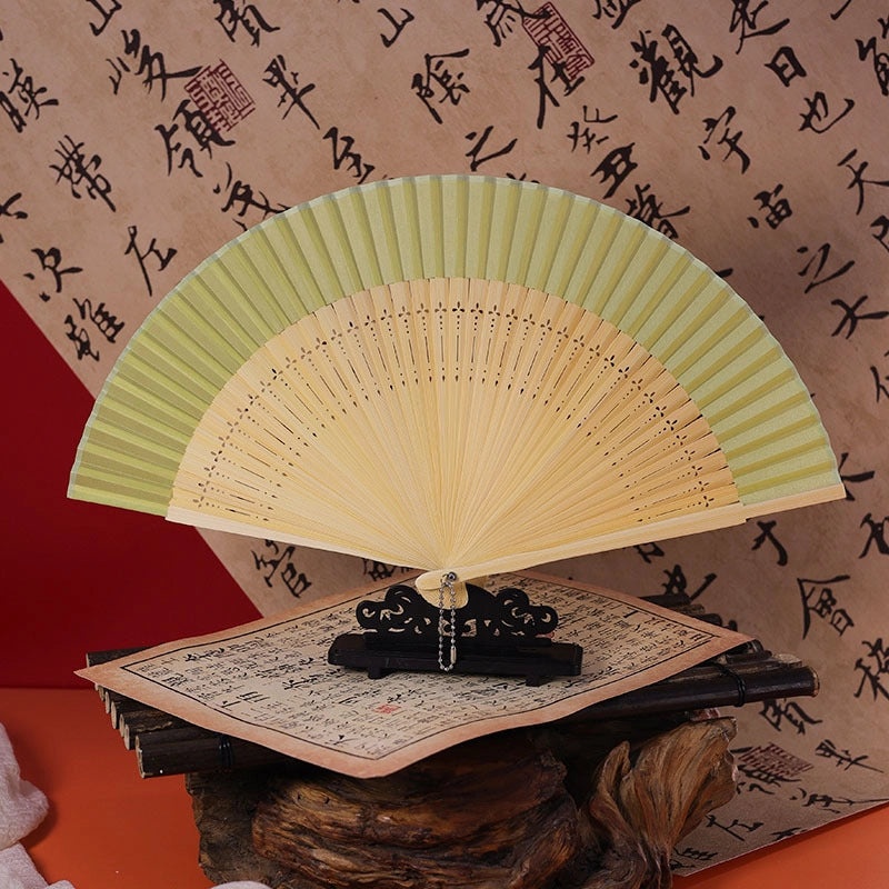 Chinoiserie Raw Silk Solid Color Fans for Heating & Decoration|Home & Living Fans & Cooling Accessories