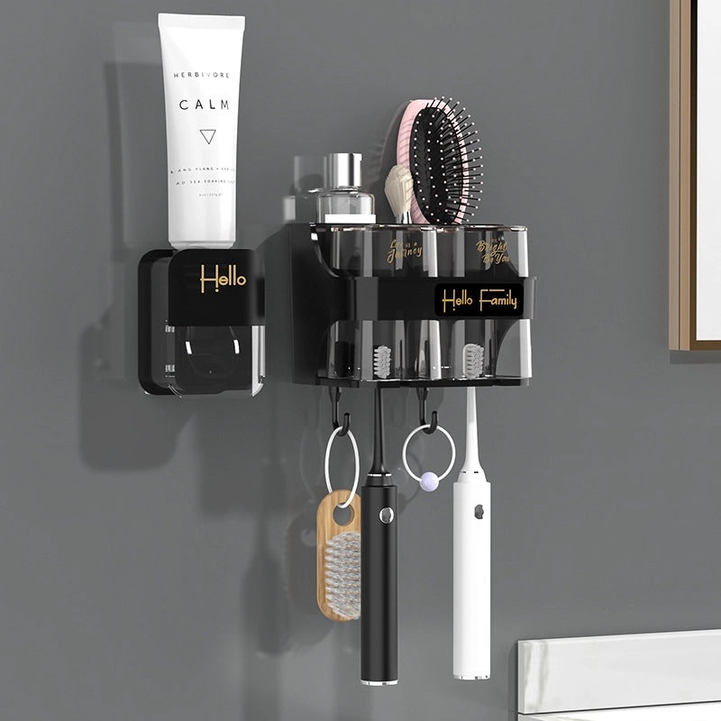 Wall-mounted Toothbrush and Gargle Cup Holder Non-drill Bathroom Storage Box | Bathroom Accessories