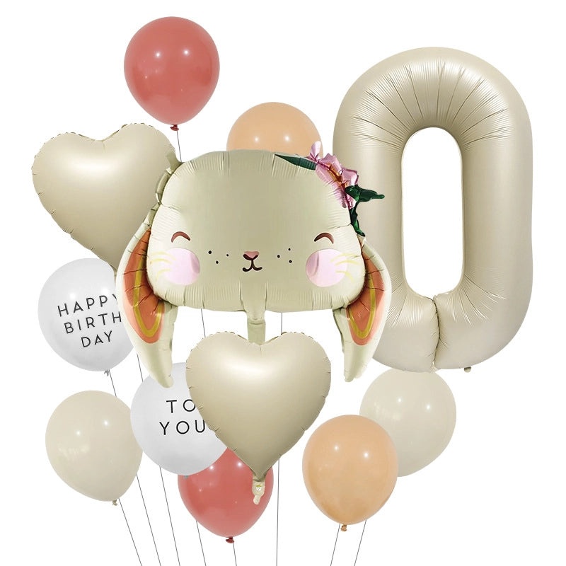 2 Pieces Birthday Rabbit Number Balloons Aluminum Foil Cute Party Decorations|Party Supplies Balloons