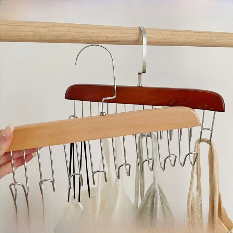 Multifunctional Wooden Hanger for Underwear Vest Tie Solid Wood Drying Rack Dormitory Clothing Organizer|Home & Living