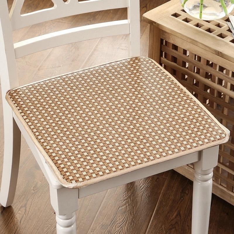 Breathable Summer Rattan Sponge Cushion Non-slip Office Dining Chair Mat with Chinese Style Rope Handle|Home Decor & Cushions