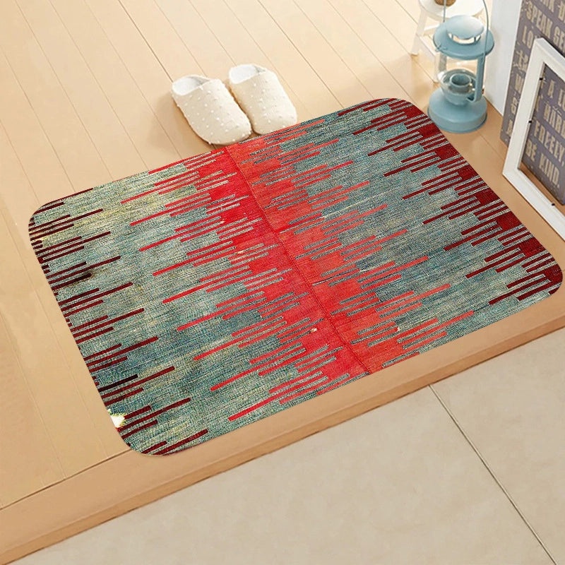 Turkish Persian Geometric Pattern Flannel Mat for Entrance and Toilet|Home Decor Rugs & Mats