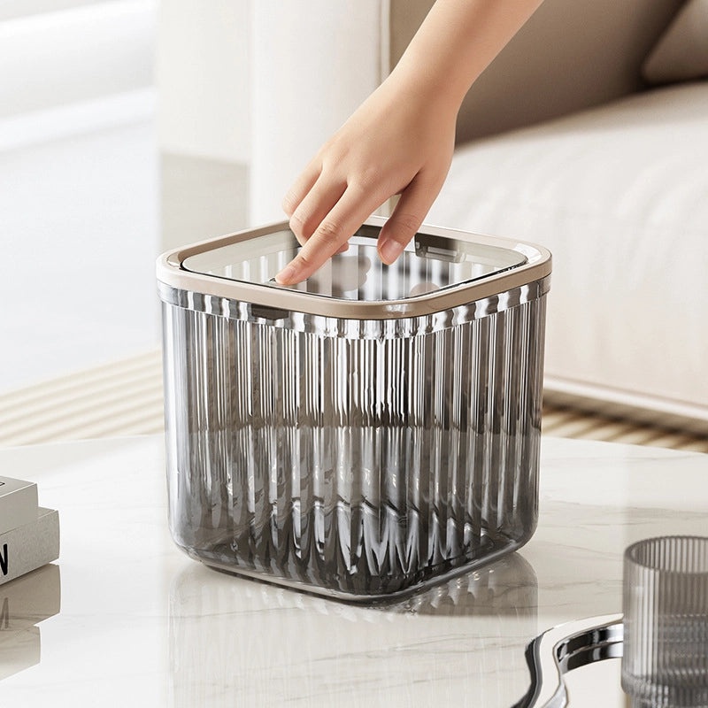 Mini Desktop Trash Can with Lid and Pressure Ring for Dining Table and Desk | Home & Kitchen Storage Containers