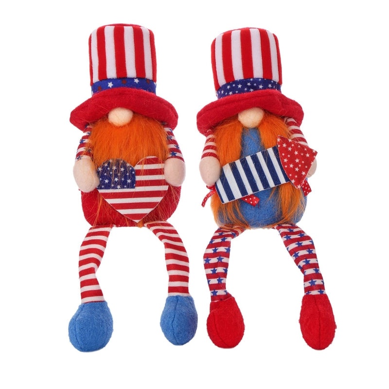Patriotic USA Independence Day Faceless Dwarf Doll with Round Hat Long Short Legs | Home Decor & Collectibles