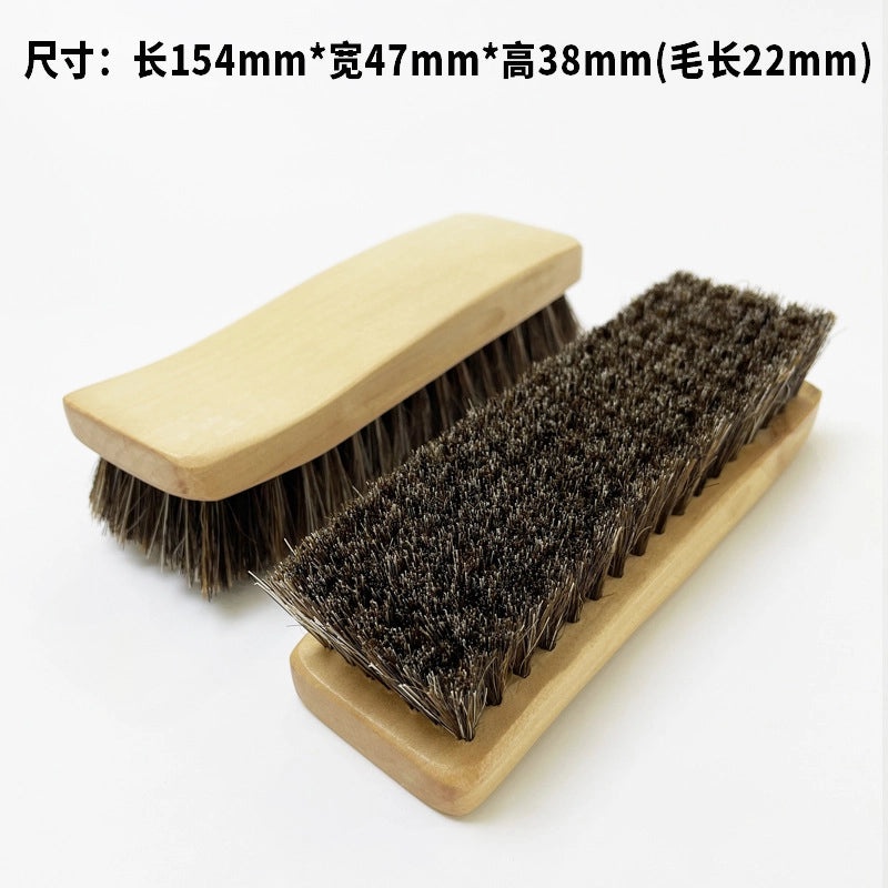 Wooden Handle Shoe Brush with Beech Wood and Horsehair for Leather and Suede Polishing | Shoe Care & Cleaning Tools