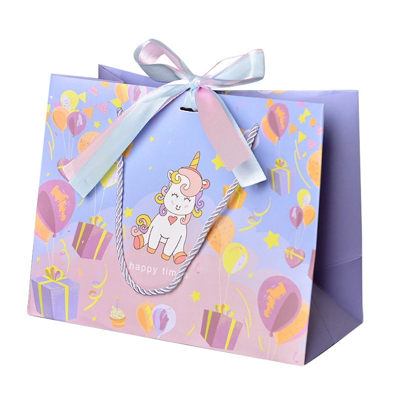 Exquisite White Cardboard Gift Bag with Double Ribbon Handles for Candy Packaging | Gift Bags & Packaging