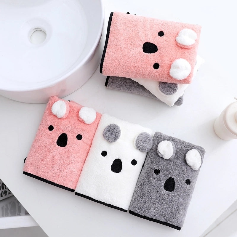 Chuanyue Cute 3D Bear Bath Towel Set for Girls Couples Absorbent Wrap Home Use|Home & Living Bath Towels