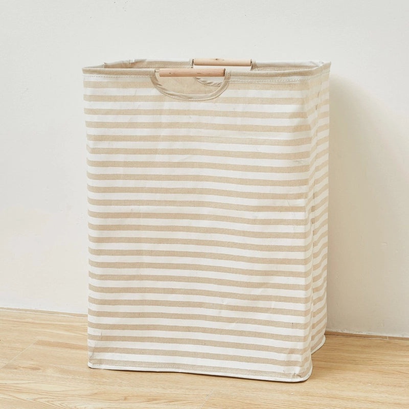 Cotton Linen Storage Basket with Minimalist Stripe Plaid Solid Design|Home Organization Storage Bins