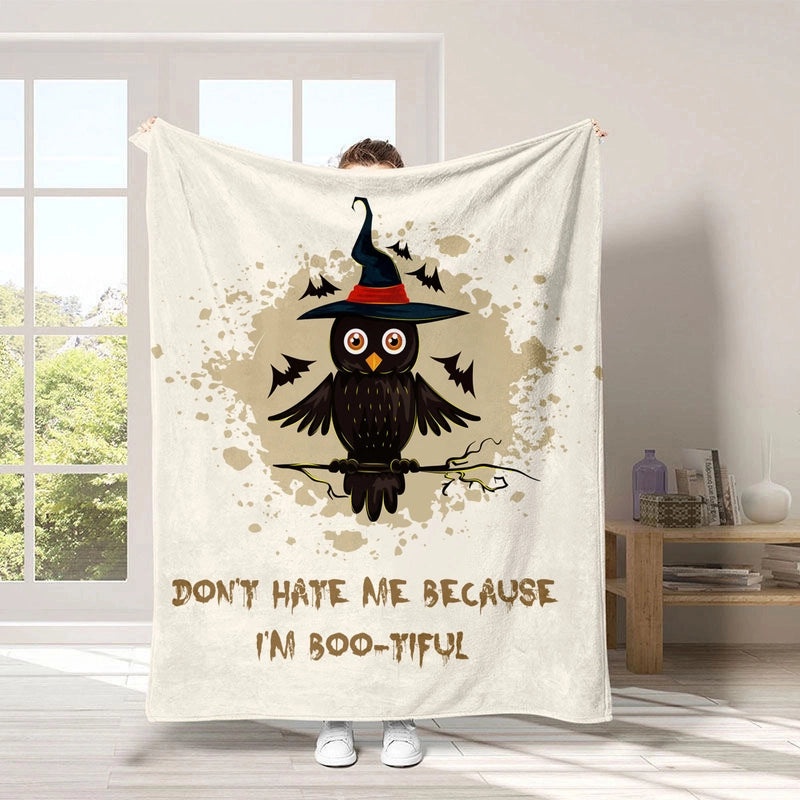 Halloween Pumpkin Bat Blanket Cozy Polyester Throw for Couch Sofa Decor | Home Decor & Seasonal Accessories