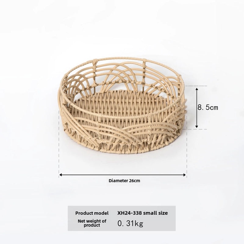 Handmade Rattan Desktop Storage Basket for Home Living Room Creative Sundries Organizer|Home Storage & Organization