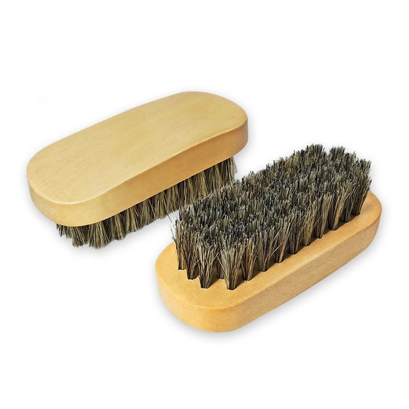 Wooden Handle Shoe Brush with Beech Wood and Horsehair for Leather and Suede Polishing | Shoe Care & Cleaning Tools