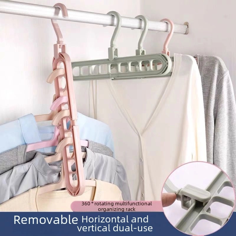 Multifunctional Foldable Clothes Hanger with 9 Holes | Home Storage & Organization