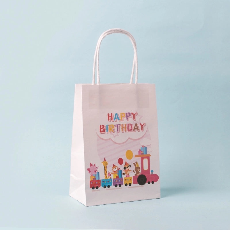Cartoon Kraft Paper Gift Bags for Kindergarten Activities Baby Birthday Party Candy Backing | Party Supplies