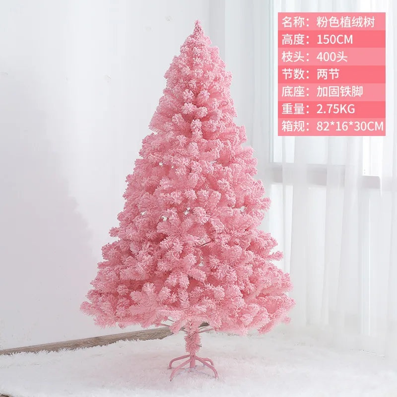 PVC Christmas Tree in Pink Blue Flocking Cedar 60-180cm Desktop Mall Decoration|Holiday Decor